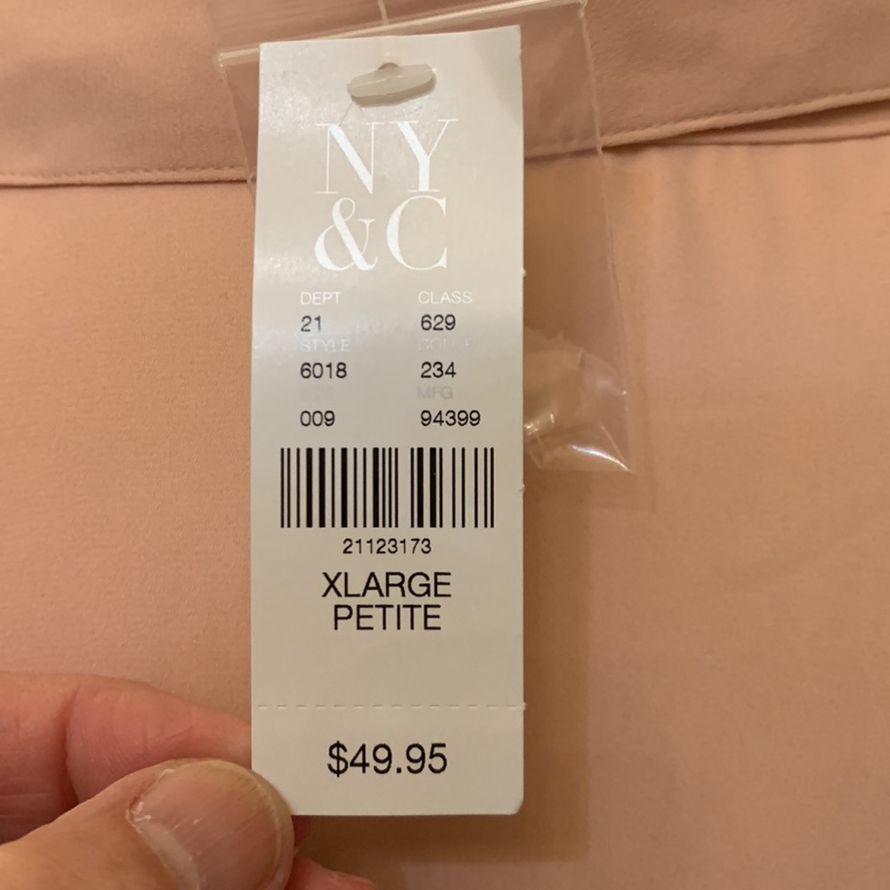 NWT “NY&C” pink chiffon pirate style blouse - Picture 7 of 7